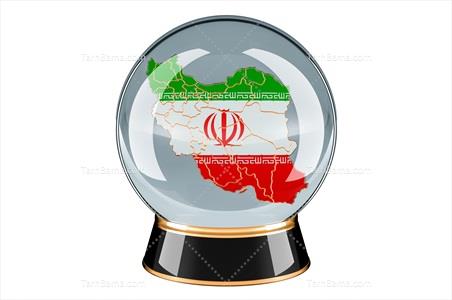 تصویر با کیفیت نقشه ایران داخل گوی شیشه ای